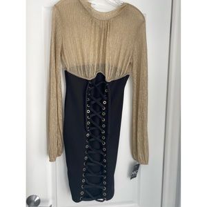 Sexy Long Sleeve Fitted Tie up Dress